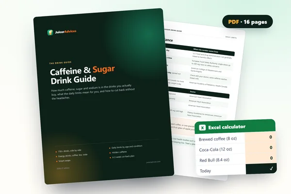 Caffeine & Sugar Drink Guide: the printable guide and its Excel calculator