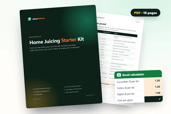 Home Juicing Starter Kit: the printable guide and its Excel calculator