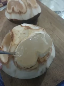 Take out the ice apple using a spoon.