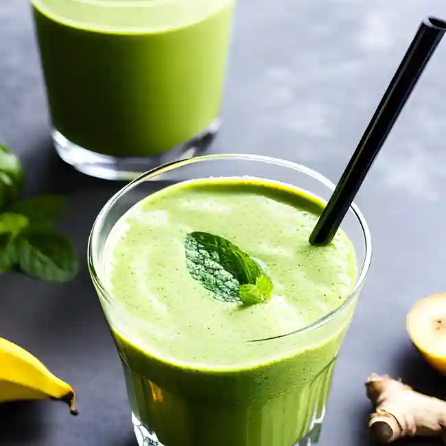 Soothing Green Smoothie with Banana and Ginger