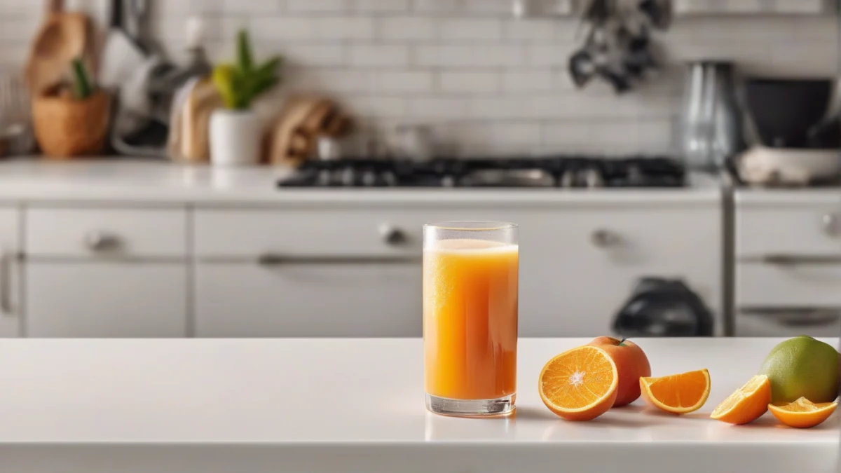 a clear glass containing juice with visible bubbles and foam indicating spoilage