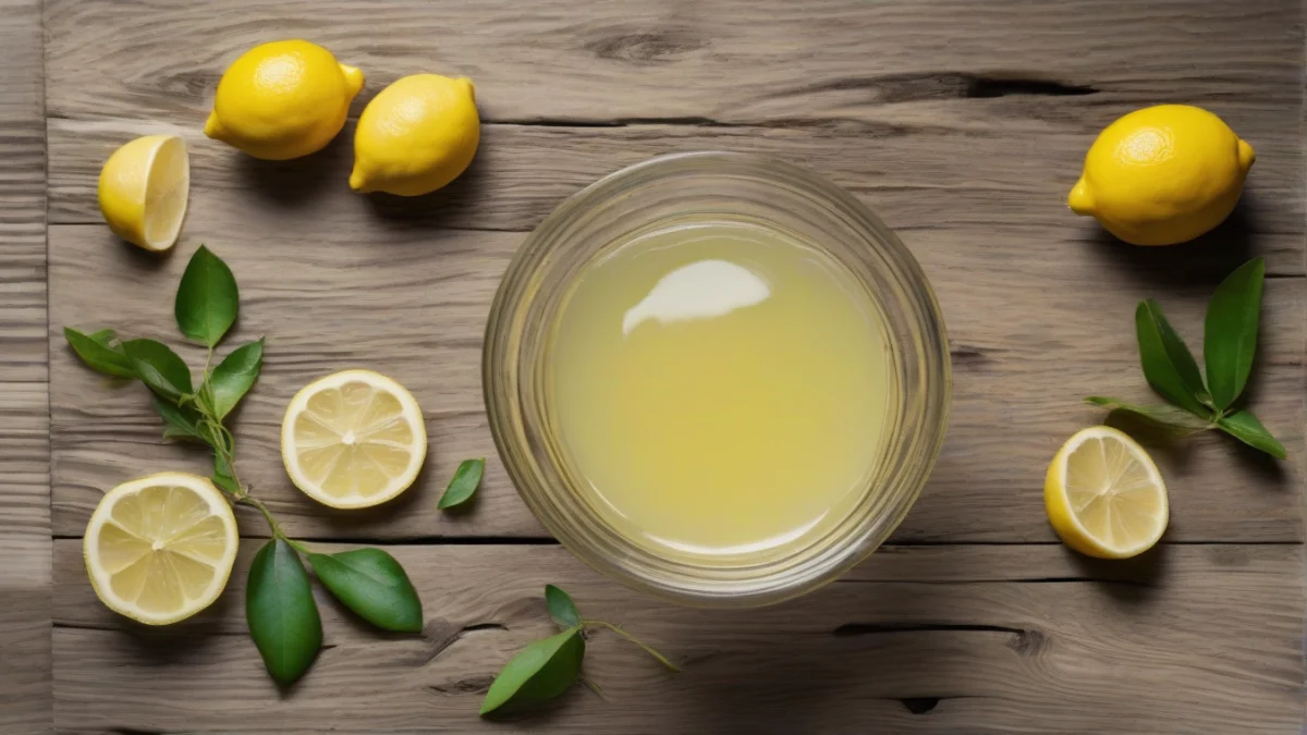 clear glass bowl filled with freshly squeezed lemon juice on wood